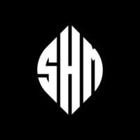 SHM circle letter logo design with circle and ellipse shape. SHM ellipse letters with typographic style. The three initials form a circle logo. SHM Circle Emblem Abstract Monogram Letter Mark Vector. vector