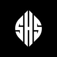 SHS circle letter logo design with circle and ellipse shape. SHS ellipse letters with typographic style. The three initials form a circle logo. SHS Circle Emblem Abstract Monogram Letter Mark Vector. vector