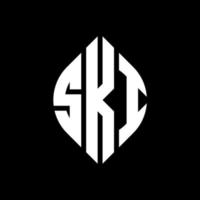 SKI circle letter logo design with circle and ellipse shape. SKI ellipse letters with typographic style. The three initials form a circle logo. SKI Circle Emblem Abstract Monogram Letter Mark Vector. vector