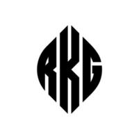 RKG circle letter logo design with circle and ellipse shape. RKG ellipse letters with typographic style. The three initials form a circle logo. RKG Circle Emblem Abstract Monogram Letter Mark Vector. vector