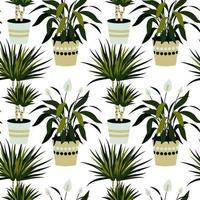Home plants seamless pattern. Vector illustration. Tropical seamless pattern