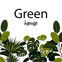 Creen home banner. Home plants design vector