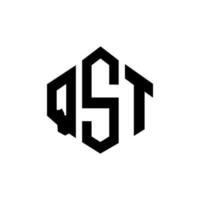 QST letter logo design with polygon shape. QST polygon and cube shape logo design. QST hexagon vector logo template white and black colors. QST monogram, business and real estate logo.