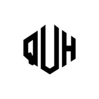 diseño de logotipo de letra quh con forma de polígono. diseño de logotipo en forma de cubo y polígono quh. quh hexágono vector logo plantilla colores blanco y negro. monograma quh, logotipo comercial e inmobiliario.