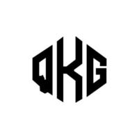 QKG letter logo design with polygon shape. QKG polygon and cube shape logo design. QKG hexagon vector logo template white and black colors. QKG monogram, business and real estate logo.