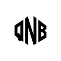 QNB letter logo design with polygon shape. QNB polygon and cube shape logo design. QNB hexagon vector logo template white and black colors. QNB monogram, business and real estate logo.