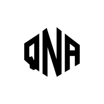 QNA letter logo design with polygon shape. QNA polygon and cube shape logo design. QNA hexagon vector logo template white and black colors. QNA monogram, business and real estate logo.