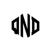 diseño de logotipo de letra qnd con forma de polígono. qnd diseño de logotipo en forma de polígono y cubo. qnd hexágono vector logo plantilla colores blanco y negro. qnd monograma, logotipo comercial e inmobiliario.