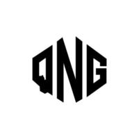 QNG letter logo design with polygon shape. QNG polygon and cube shape logo design. QNG hexagon vector logo template white and black colors. QNG monogram, business and real estate logo.