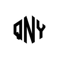 QNY letter logo design with polygon shape. QNY polygon and cube shape logo design. QNY hexagon vector logo template white and black colors. QNY monogram, business and real estate logo.