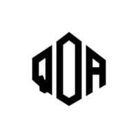 QOA letter logo design with polygon shape. QOA polygon and cube shape logo design. QOA hexagon vector logo template white and black colors. QOA monogram, business and real estate logo.