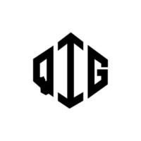 QIG letter logo design with polygon shape. QIG polygon and cube shape logo design. QIG hexagon vector logo template white and black colors. QIG monogram, business and real estate logo.