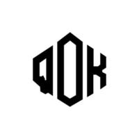 diseño de logotipo de letra qok con forma de polígono. qok polígono y diseño de logotipo en forma de cubo. qok hexágono vector logo plantilla colores blanco y negro. monograma qok, logo comercial e inmobiliario.