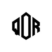 QOR letter logo design with polygon shape. QOR polygon and cube shape logo design. QOR hexagon vector logo template white and black colors. QOR monogram, business and real estate logo.