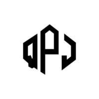 QPJ letter logo design with polygon shape. QPJ polygon and cube shape logo design. QPJ hexagon vector logo template white and black colors. QPJ monogram, business and real estate logo.