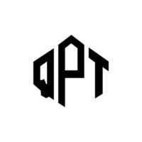 diseño de logotipo de letra qpt con forma de polígono. qpt polígono y diseño de logotipo en forma de cubo. qpt hexágono vector logo plantilla colores blanco y negro. monograma qpt, logotipo comercial e inmobiliario.