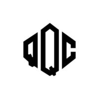 diseño de logotipo de letra qqc con forma de polígono. diseño de logotipo en forma de cubo y polígono qqc. qqc hexágono vector logo plantilla colores blanco y negro. monograma qqc, logotipo comercial y inmobiliario.