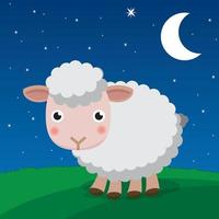 Standing Cute White Sheep With Moon And Stars vector