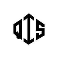 QIS letter logo design with polygon shape. QIS polygon and cube shape logo design. QIS hexagon vector logo template white and black colors. QIS monogram, business and real estate logo.