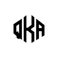 QKA letter logo design with polygon shape. QKA polygon and cube shape logo design. QKA hexagon vector logo template white and black colors. QKA monogram, business and real estate logo.