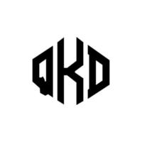 QKD letter logo design with polygon shape. QKD polygon and cube shape logo design. QKD hexagon vector logo template white and black colors. QKD monogram, business and real estate logo.