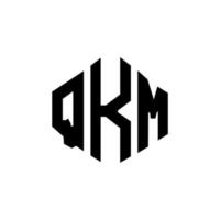 QKM letter logo design with polygon shape. QKM polygon and cube shape logo design. QKM hexagon vector logo template white and black colors. QKM monogram, business and real estate logo.