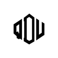 QDU letter logo design with polygon shape. QDU polygon and cube shape logo design. QDU hexagon vector logo template white and black colors. QDU monogram, business and real estate logo.