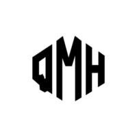 QMH letter logo design with polygon shape. QMH polygon and cube shape logo design. QMH hexagon vector logo template white and black colors. QMH monogram, business and real estate logo.