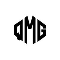 QMG letter logo design with polygon shape. QMG polygon and cube shape logo design. QMG hexagon vector logo template white and black colors. QMG monogram, business and real estate logo.