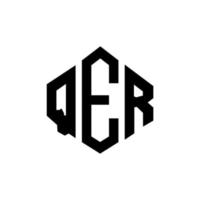 diseño de logotipo de letra qer con forma de polígono. qer polígono y diseño de logotipo en forma de cubo. qer hexágono vector logo plantilla colores blanco y negro. qer monograma, logotipo comercial e inmobiliario.