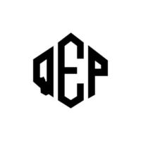 diseño de logotipo de letra qep con forma de polígono. qep polígono y diseño de logotipo en forma de cubo. qep hexágono vector logo plantilla colores blanco y negro. monograma qep, logotipo comercial e inmobiliario.