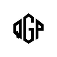 QGP letter logo design with polygon shape. QGP polygon and cube shape logo design. QGP hexagon vector logo template white and black colors. QGP monogram, business and real estate logo.