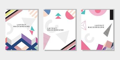 Abstract geometric memphis layout cover design vector