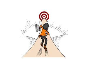Businessman running to the target. Concept of reach the business target. Vector illustration design