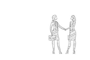 Business woman hand shake. Hand drawn vector illustration design