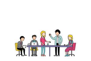 People working together in office. Group discussion concept flat design. vector