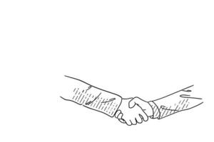 Greeting with handshake. Hand drawn vector illustration design