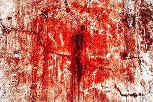 pared sangrienta de miedo. pared blanca con salpicaduras de sangre para el fondo de halloween. foto