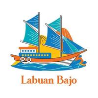 Labuan Bajo in flat design style vector