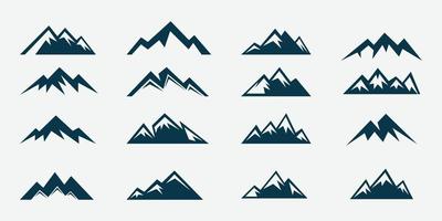 Mountain silhouette icon vector set for logo isolated on white background.