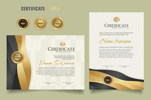 Luxury certificate template with dynamic effect and modern pattern background. Premium badges design. New Collections vector