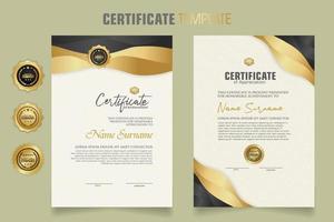 Luxury certificate template with dynamic effect and modern pattern background. Premium badges design. New Collections vector