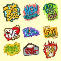 Set of promotion badge Cartoon pop art style vectors