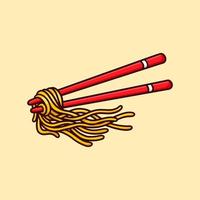 Red Chopstick Noodles Illustration Cartoon Vector