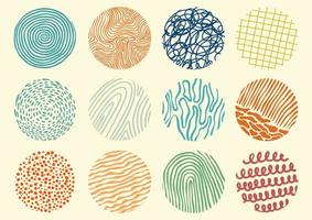 Set of Abstract round or Hand drawn doodle Shapes Pattern Vector