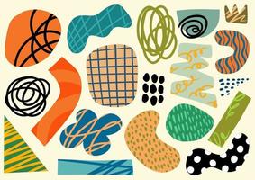 Set shapes and doodle objects Abstract modern trendy Cartoon vector