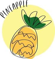 Ripe and colorful pineapple in trendy doodle style vector