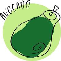 aguacate maduro y colorido al estilo de los garabatos de moda vector