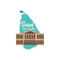 save Sri Lanka . illustration of presidential palace on map vector