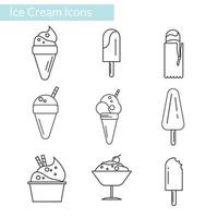 conjuntos de iconos de helado en estilo de arte de línea vector